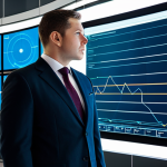 A professional individual, fully clothed in a modest, modern business suit, standing in a futuristic urban environment. Large, clean digital screens display streams of abstract data and subtle metrics in the background. Ubiquitous, discreet surveillance cameras are visible at strategic points, blending into the sleek, high-tech architecture. The lighting is cool and ambient, emphasizing a sense of pervasive but subtle observation. This image depicts a safe for work, appropriate content, professional, family-friendly scene with perfect anatomy, correct proportions, a natural pose, well-formed hands, proper finger count, and natural body proportions.