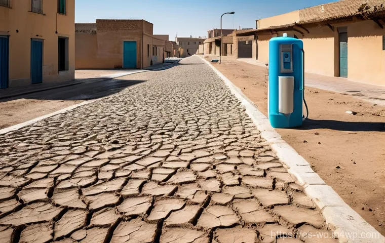 디스토피아 경고와 생태계 파괴의 연관성 - **Prompt:** A stark, arid urban landscape in a Spanish city, perhaps reminiscent of Valencia, under ...