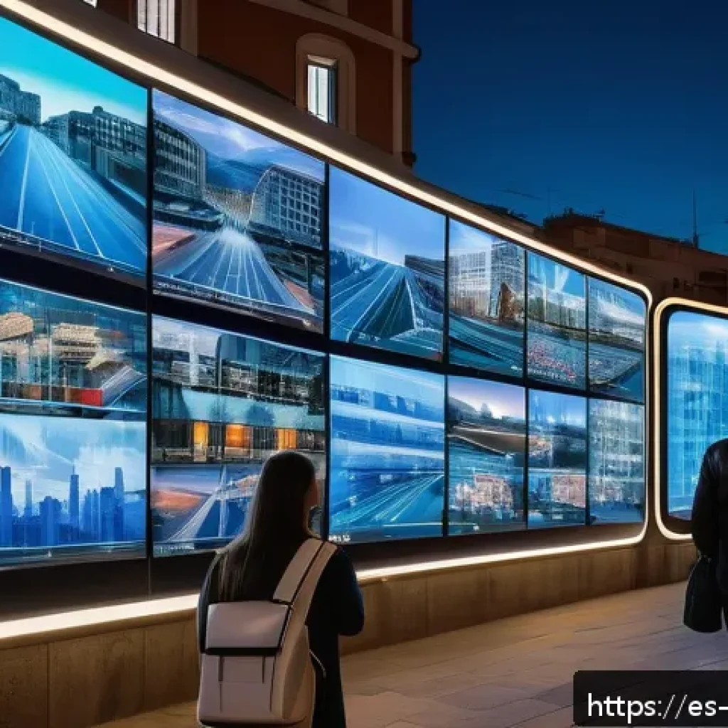 디스토피아적 사회의 인구 통제 문제 - A futuristic urban control center showcasing advanced digital surveillance technology, with large tr...